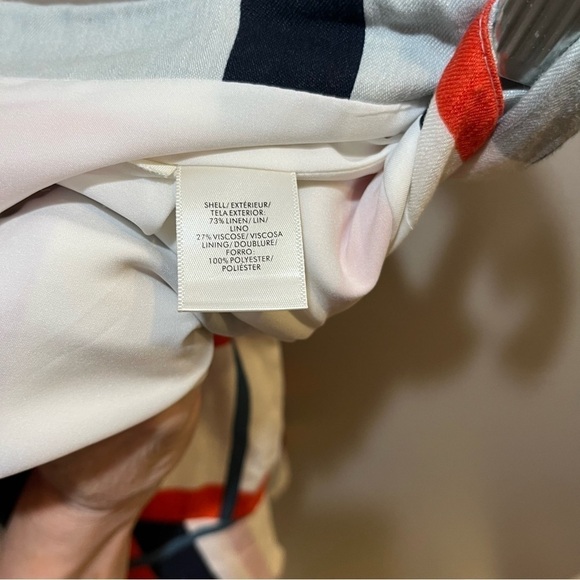 Ann Taylor Picnic Striped Linen Skirt w/Flounce Hem Ivory & Red Orange Sz 8 - Picture 12 of 12